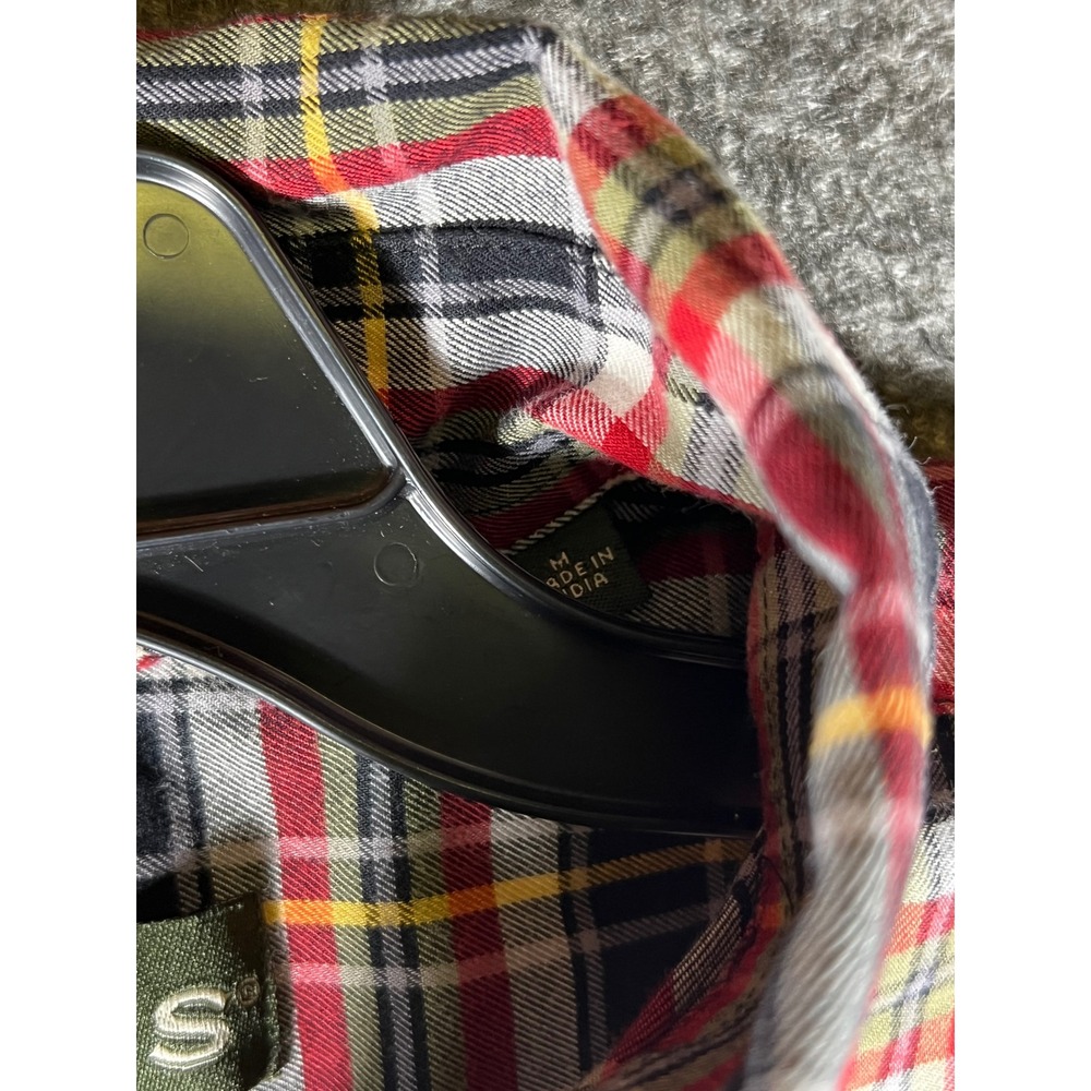Orvis Mens Plaid Button Down Shirt Red Black White Yellow 100% Cotton Size M - Picture 4 of 8